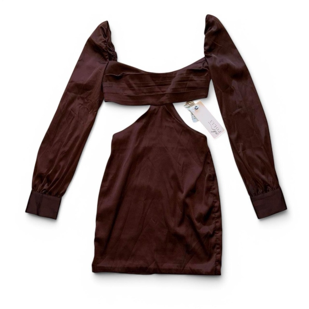 Oh Polly brown Cut out Long Sleeve Mini dress